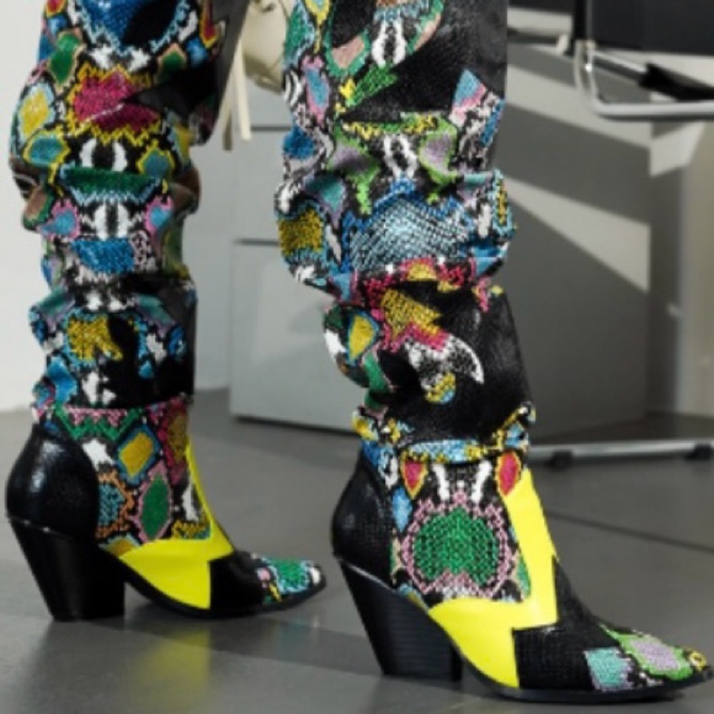 Colorful Snake Print Boots